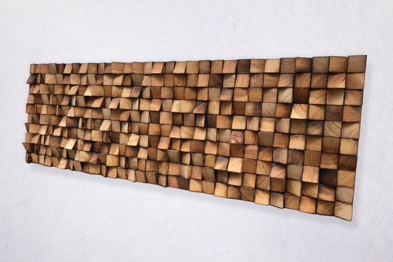Reclaimed Wood Mosaic Wall Art - Geometric Sound Diffuser - Etsy