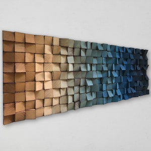 Wall Art - Wood Wall Decor - Wall Sound Diffuser - Geometric Wall Art - Wooden Wall Mosaic - Rustic Home Decor