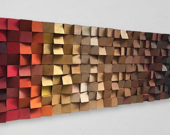 Farbverlauf Holz Wandkunst - Holz Klang Diffusor - Wohnzimmer Dekor