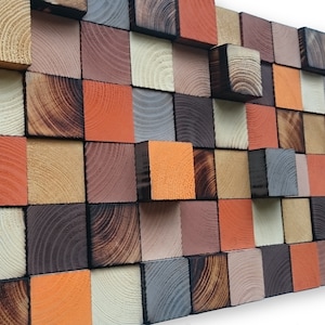 Reclaimed Wood Wall Art - Handmade Wall Decor - Wooden Wall Mosaic