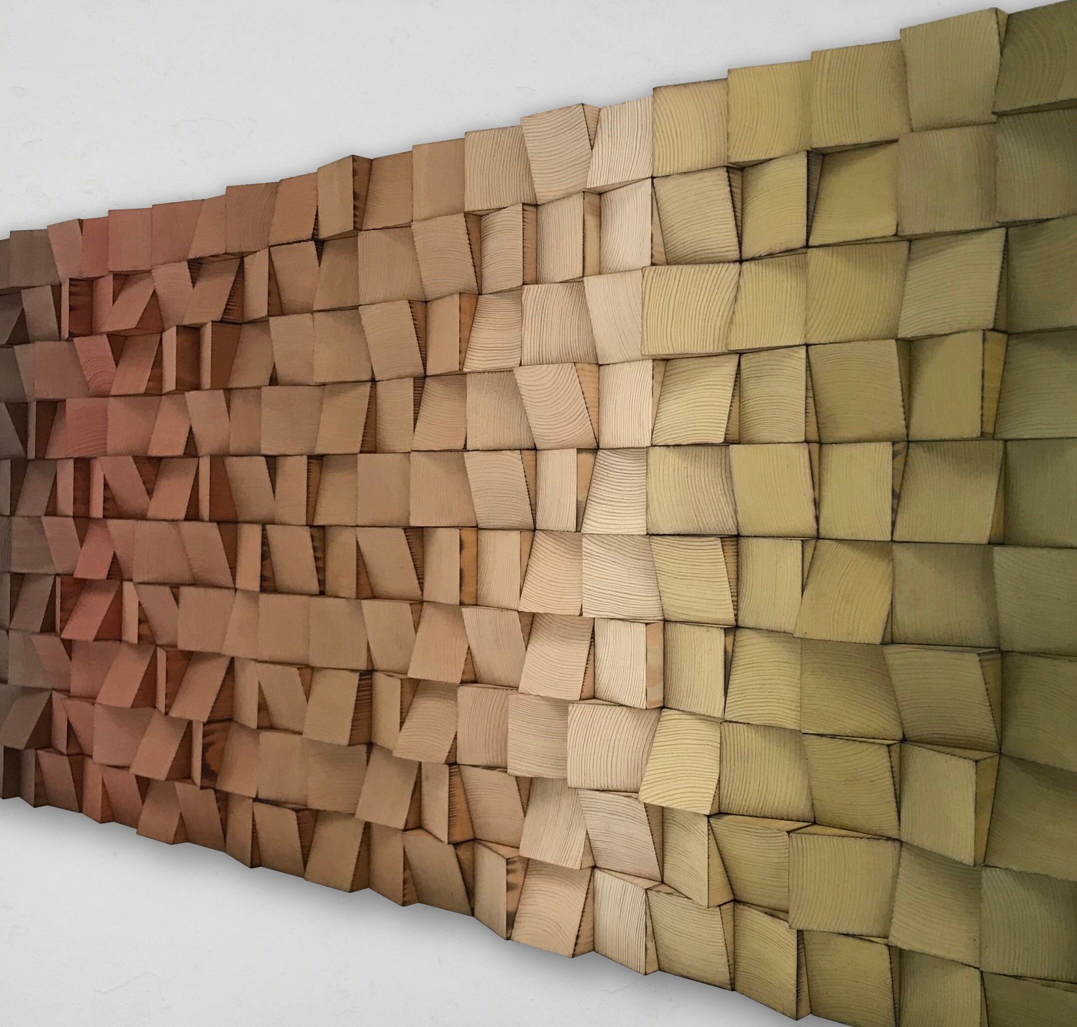 Reclaimed Wood Mosaic Wall Art - Ombre Geometric Decor - Etsy