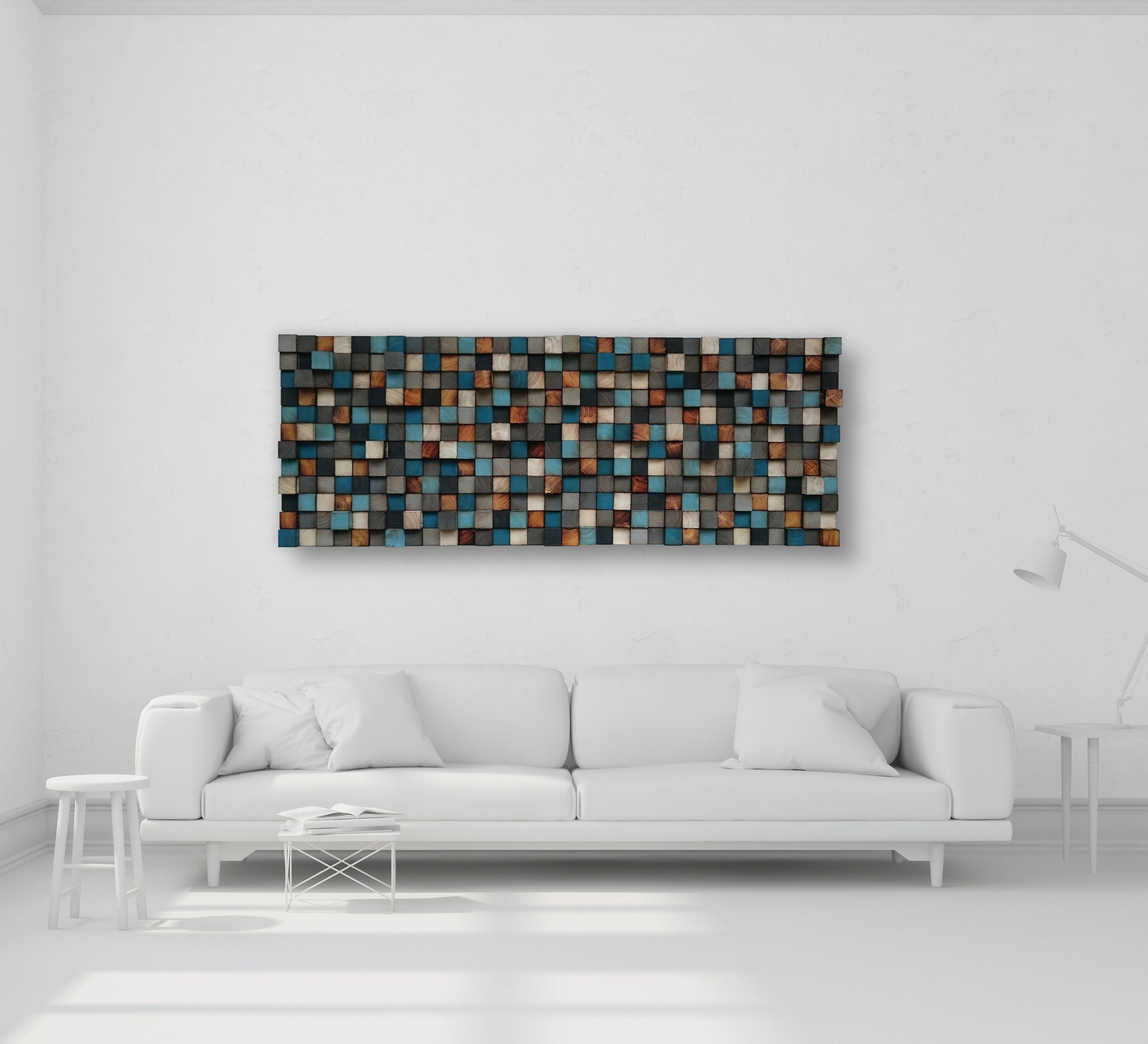 Reclaimed Wood Mosaic Wall Art – Geometric Rustic Decor - Etsy