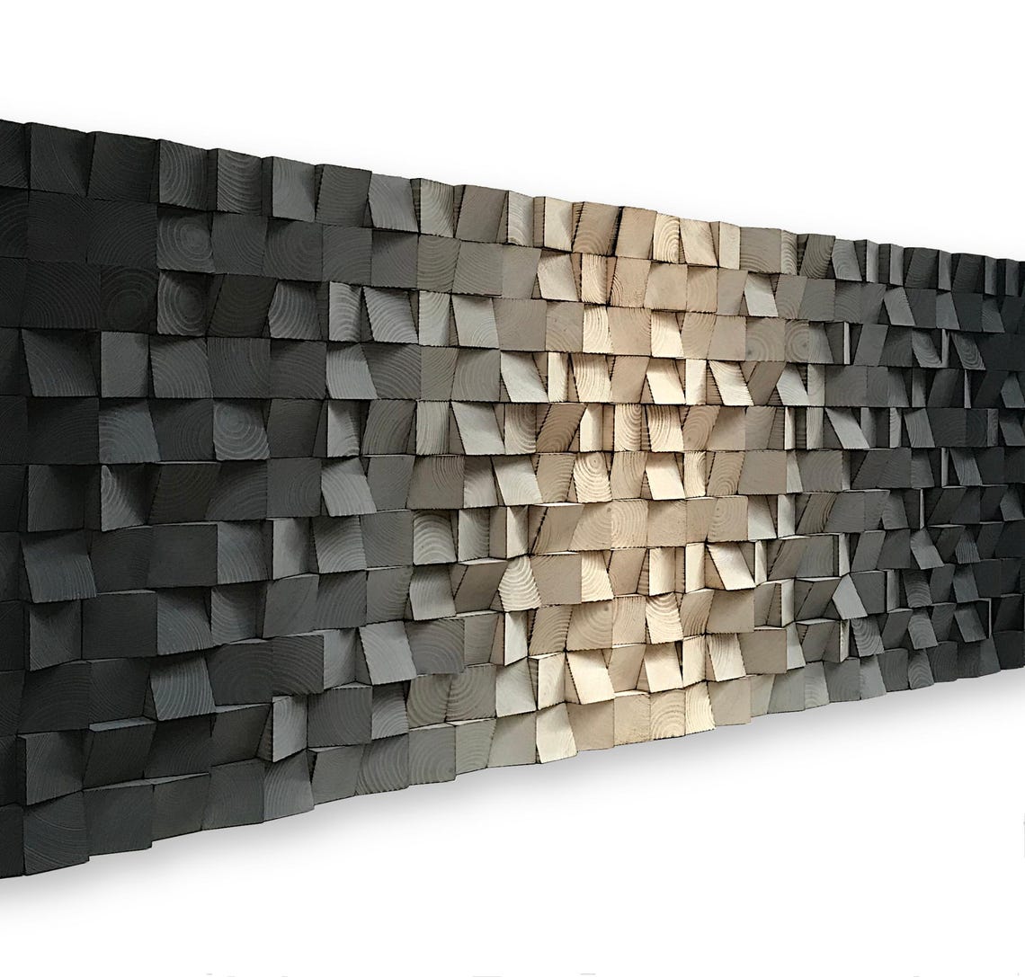 Ombre Reclaimed Wood Wall Art – Black and White Mosaic - Etsy