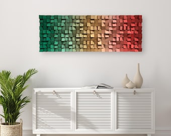 Reclaimed Wood Gradient Wall Art – Handmade Sound Diffuser