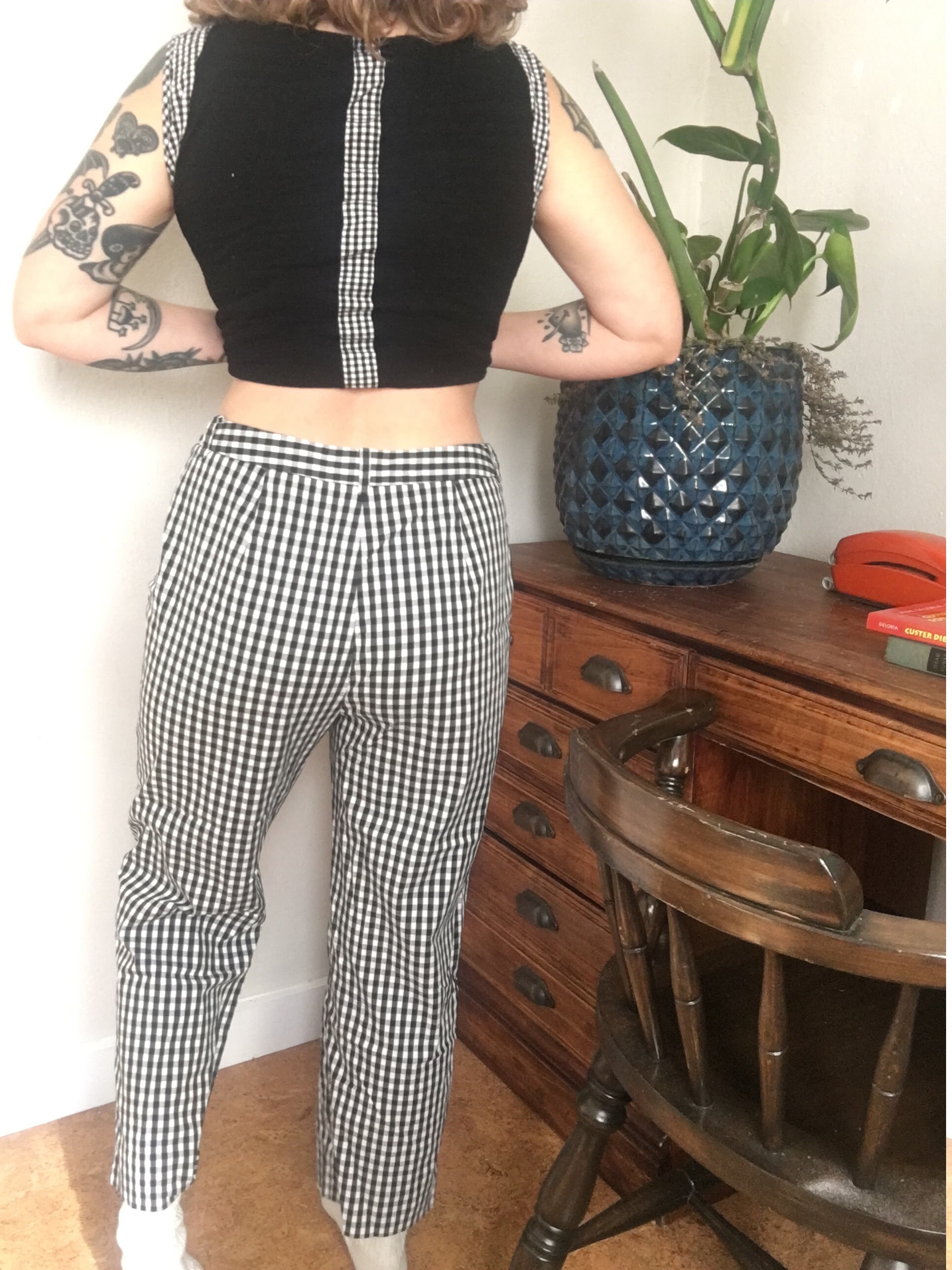 Black and White Gingham Pants Petite Etsy