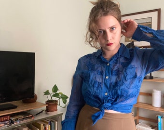 Sheer Blue Blouse - Etsy