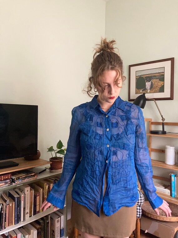 1990s Sheer Blue Blouse | Etsy Australia