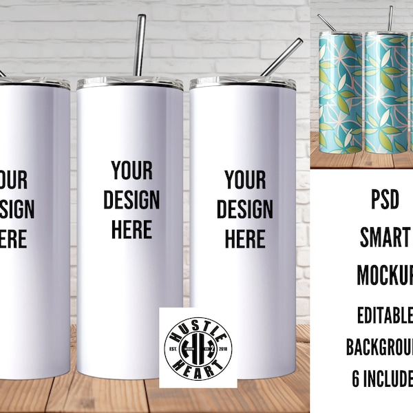 20 Oz Tumbler Mockup PSD,   Skinny Tumbler Mockup ,   PSD Tumbler Mockup, Smart Mockup, Editable Background