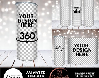 Tumbler png Mockup Bundle, Animated Canva Tumbler Mockup, Full view wrap mockup, tumbler mockup with transparent background, 20 oz Tumbler