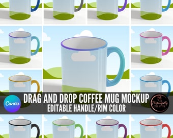 Canva Coffee Mug Mockup Template  Commercial Use, Drag  Drop, Add Design Background, Digital Download
