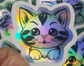 Cute cat sticker kitten sticker cute kitten sticker cute cat decal cute kitten decal water bottle sticker water proof sticker laptop phone