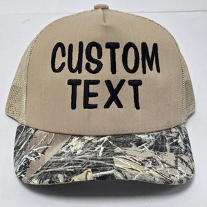 Camo Trucker Mesh Back Structured Custom Text Embroidered Hats Mesh Snapback Personalized Embroidered Hat Camo Hat custom camo text hat