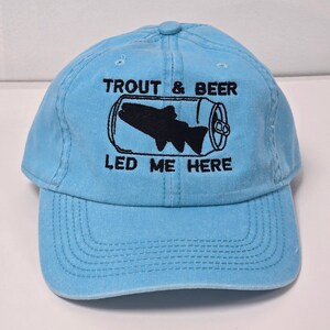 Trout Fishing hat for husband fishing gift for dad Gift for Fisherman fly Fishing gift for husband Custom Fishing hat trout and beer