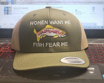 Fishing hat, Trout Fishing Hat, brown trout fishing hat, rainbow trout hat, Gift for Fisherman, Fishing gift for wife, Custom Fishing hat