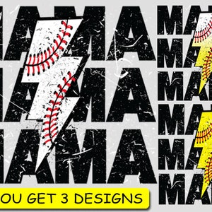 Digitale Png-Datei Baseball T-Ball Mama gestapelt beunruhigt Blitz Mom druckbare Wasserrutsche Aufbügeln Sublimation Design SOFORTIGER DOWNLOAD
