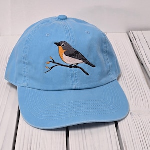 Embroidered bird hat wildlife bird watcher gift hat songbird hat warbler hat small bird embroidered hat for bird watching embroidered hat