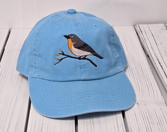 Embroidered bird hat wildlife bird watcher gift hat songbird hat warbler hat small bird embroidered hat for bird watching embroidered hat