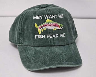Fishing hat for mom fishing hat for wife fishing gift for her for mothers day gift for fly fishing  Men Want me fish fear me hat