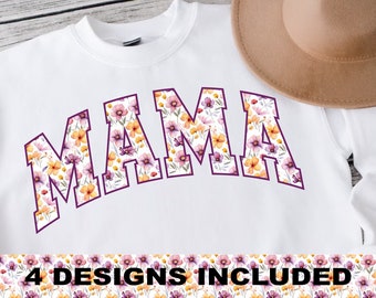 Floral Mama Varsity PNG, Sublimation Png,Retro Mama Png, Sublimation Design, Mom Png, Mama Shirt Design, Mother's Day PNG, Boho png