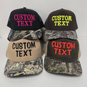 Custom Embroidery Camo Trucker Hat Camouflage Hat Gift for Him or Her Adult Unisex Size, Mesh Snapback Personalized Embroidered Hat Camo Hat