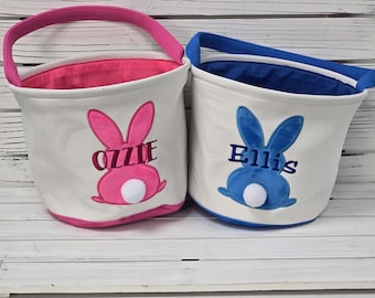 Custom Easter Basket Boy Personalized Easter Basket Kids Easter Basket Bunny Basket  Monogrammed Embroidered Custom name basket for boys