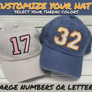 Number or Letter hat, custom number hat, custom letter hat,hat with number, hat with letter,hat with player number, varsity hat,baseball hat