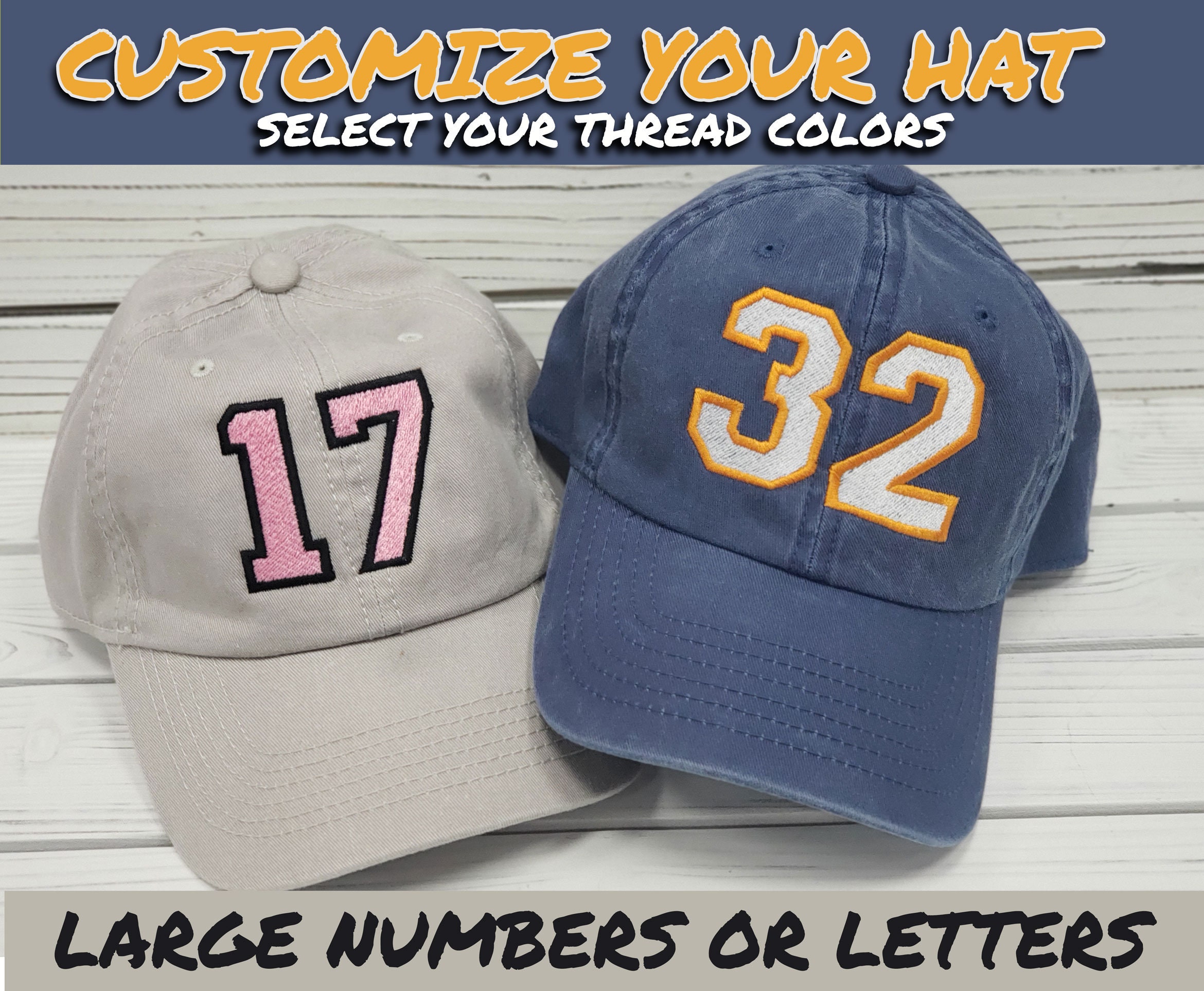 Women's Custom Football Player Jersey Team Number Hat, Baseball or High  Ponytail Cap, Handmade Embroidered Not a Patch, Spirit Game Wear Tailgating