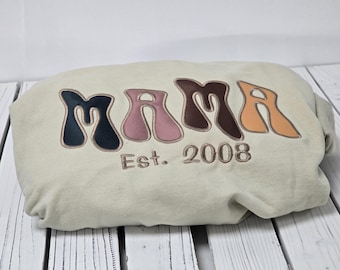 Mama Sweatshirt Custom Embroidered Sweatshirt Mother's Day Gift Custom Sweatshirt Crewneck Sweatshirt Gift for Mom mama custom sweatshirt