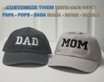 Mom and Dad Hats Set, Mom Life Hat, Baby Shower Gift, Gift for Mom, Gift for Dad, Pregnancy Reveal, Gender Reveal Gift, dad hat, mom hat