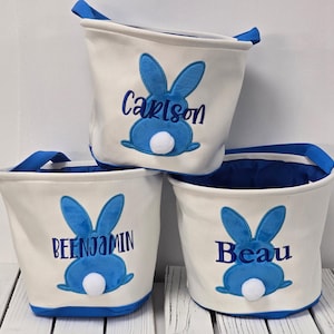 Easter Basket Personalized Embroidered Bunny Basket Kids Name Easter Basket Baby First Easter Gift Boys Girls Easter Baskets Custom Gift