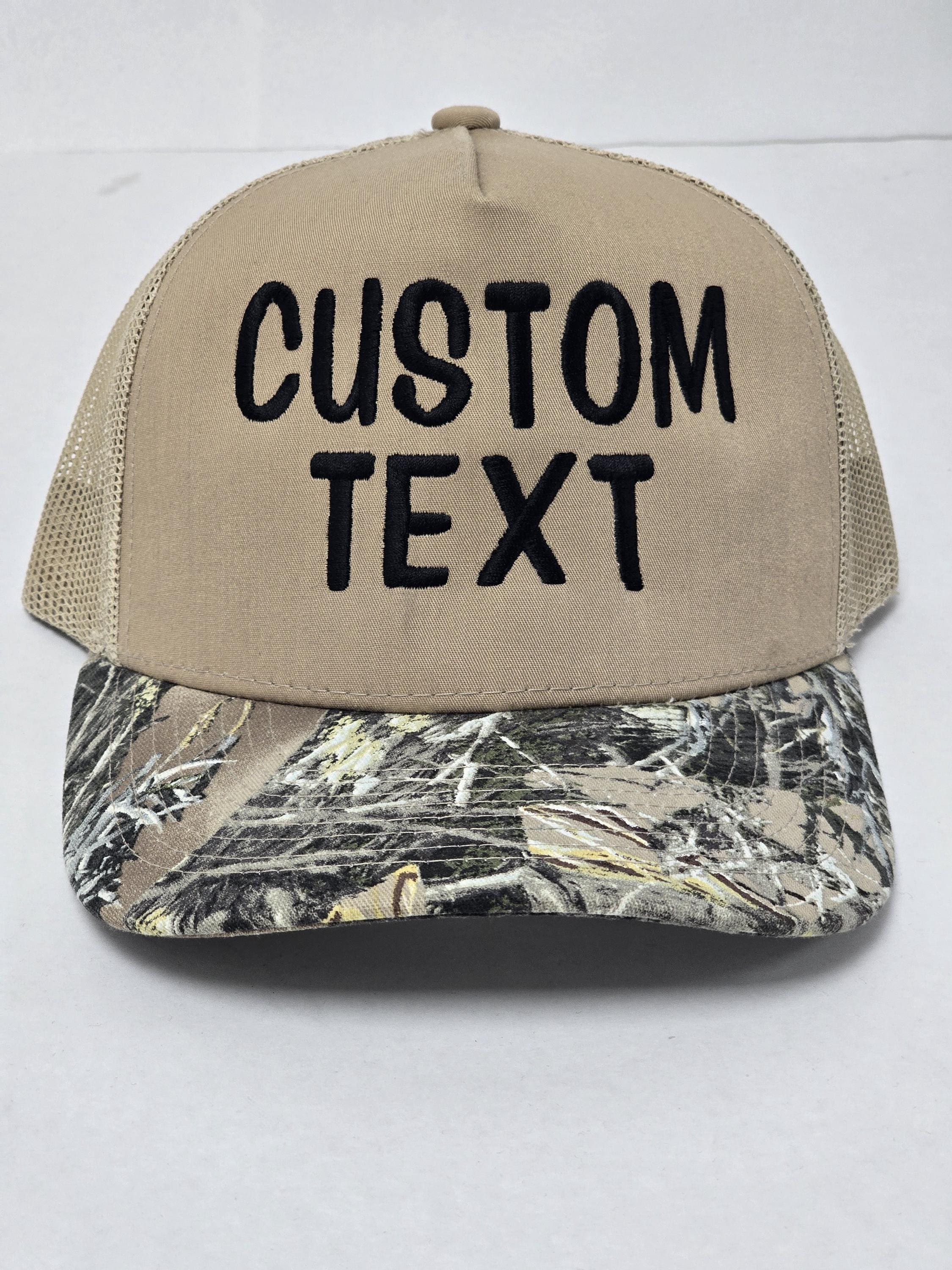 Camo Trucker Mesh Back Structured Custom Text Embroidered Hats Mesh Snapback Personalized Embroidered Hat Camo Hat custom camo text hat
