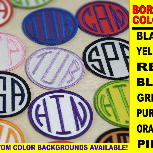 Personalized Circle Monogram Initials Name Patch- many sizes - Backpacks, Jackets, Hats and much more - Iron On Or Sew On Patch custom patch