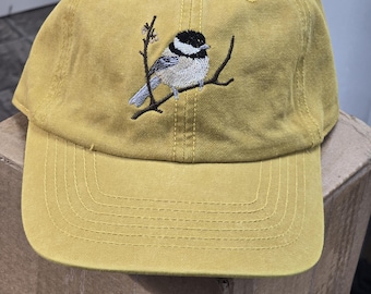 Embroidered Chickadee Hat for Bird Watching Lightweight Adjustable Cap for Birding Nature Lover Gift Perfect for Bird Enthusiasts wildlife