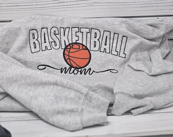 Basketball Mom Kids Name On Sleeve Sweatshirt Basketball Mom Sweatshirt Basketball Mom Sweater Basketball Game Day Basketball Team Shirt Mom