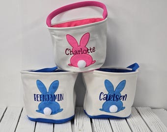 Custom Easter Basket Boy Personalized Easter Basket Kids Easter Basket Bunny Basket  Monogrammed Embroidered Custom name basket for boys