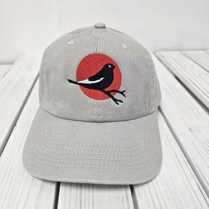 Embroidered bird hat wildlife bird watcher gift robin hat sparrow hat finch hat small bird embroidered hat for bird watching embroidered hat