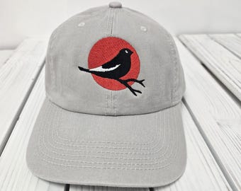 Embroidered bird hat wildlife bird watcher gift robin hat sparrow hat finch hat small bird embroidered hat for bird watching embroidered hat