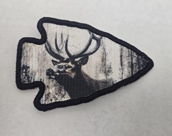 Elk Hunting Arrowhead Patch – Bull Elk Patch for Hats Jackets and Backpacks – Vintage Arrowhead Patch for Hunters and Outdoor Gear