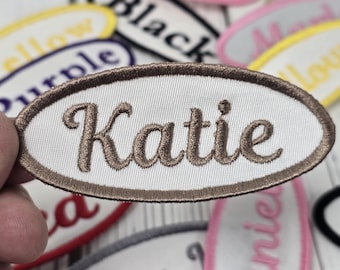 Name Patch Iron On Name Tag Custom Name Iron On Patch Uniform Patch Name Badge Garage Name Patch vintage name patch Personalized Embroidered
