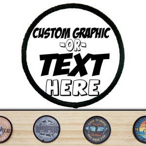 May include: A white circle with a black border and the text "CUSTOM GRAPHIC -OR- TEXT HERE" in black. The circle is on a white background.