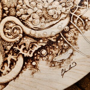 Octopus Garden Pyrography, Wood Burning of Octopus, Octopus Artwork ...