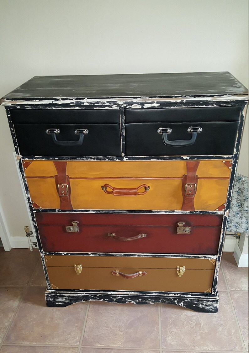 Unique handmade chest of drawers in original suitcase style Etsy