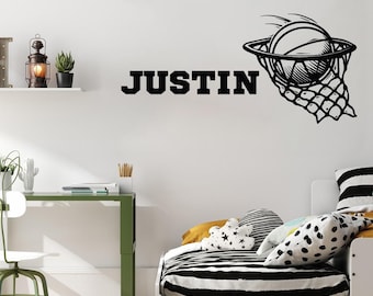 Personalized Basketball Vinyl Decal: Custom Name Basketball Sticker, Boy Nursery Decor LO261