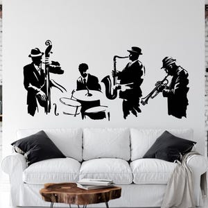 Jazz Music Band Wall Decal, MusicVinyl Decal, Jazz Wall Sticker, Musical Instrument, Music Band, Home, Office Decor, Jazz Wall Art L057