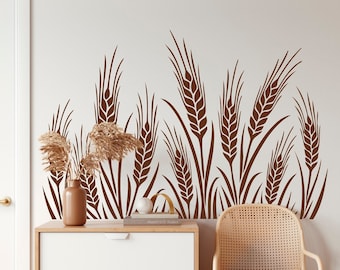 Wheat Grass Wa  Decal, Grass Wall Stickers, Nature Vinyl Decal, Wheat Stalk Decor, Wheat Cereal Art Plant Wall Decor, Bedroom Decor L052