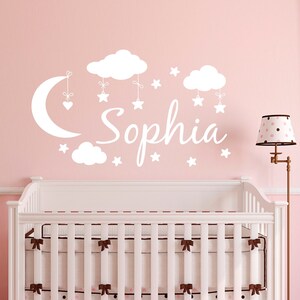 Personalized Name Wall Decal: Baby Girl Nursery Decor With Moon, Stars ...
