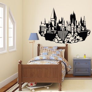 Magic Castle Wall Decal, Wizard School, Fantasy Castle Decal, Wizard Wall Art, Castle Sihouette Decal, Nursery Kids Room Wall Decor L049