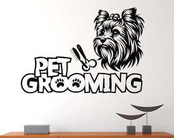 Adesivos de parede em vinil para pet shop, decoração para salão de beleza para animais de estimação LO213