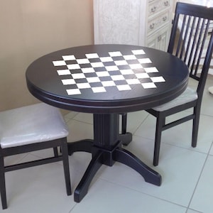 Chess and Checker Game Board Vinyl Decal, Table Sticker, Intellectual Game, Room Design Interior Bedroom Home Decor, Chess Player Gift L045