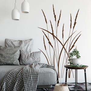 Long Grass Decal, Grass Blades Decal, Grass Wall Sticker, Reeds Wall Decal, Dried Grass Decals Pampas Grasses Nature Design Wall Mural L0159